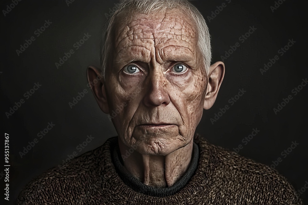 Poster mind mapping cognition an elderly man with a thoughtful expression symbolizing the wisdom of age lif