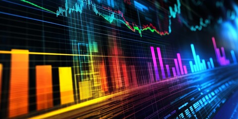 Financial presentation illustrating various investment strategies with colorful charts and graphs professional and engaging