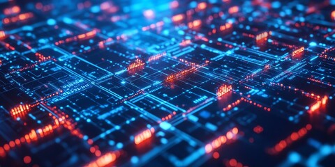Visualization of blockchain technology in finance showing decentralized ledgers and encrypted data professional and informative