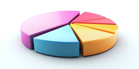 Obraz premium Colorful pie chart displaying market segmentation by region clear divisions and percentage labels professional finance presentation