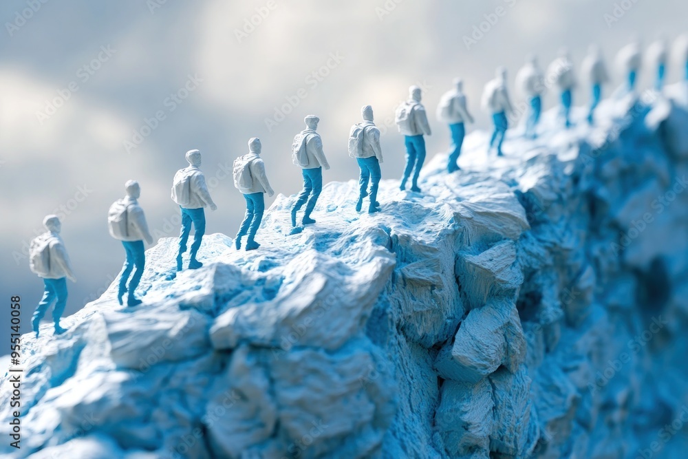 Poster teamwork and persistence climbing the mountain of challenges together a powerful image representing 