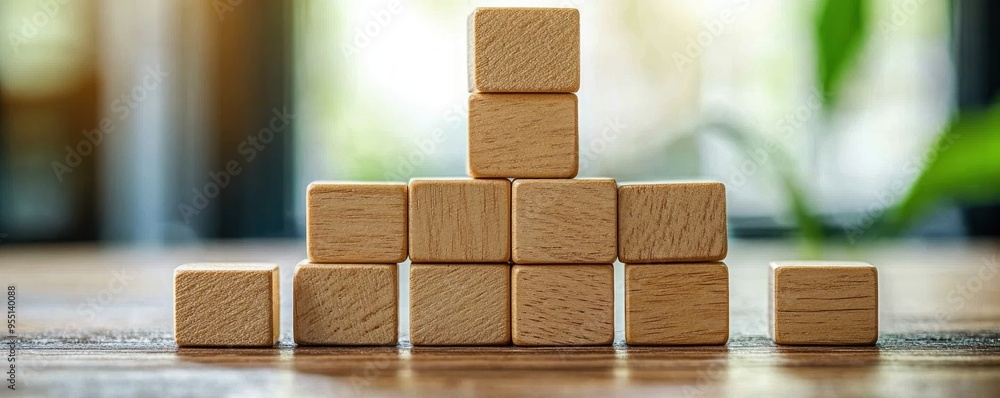 Poster teamwork and persistence building success together, one block at a time this image represents the po