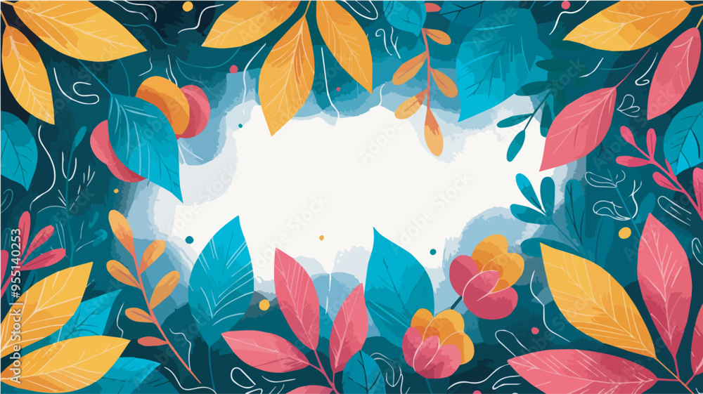 Aufkleber colorful floral frame background with copy spaceimage for spring summer autumn design projects graph