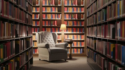 Cozy Reading Nook in a Colorful Library