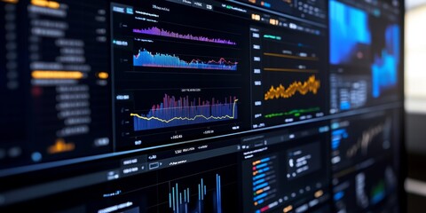 Fototapeta premium Investor managing a diversified portfolio with detailed visualizations of performance and risk professional interface