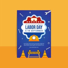 modern trend vertical poster template for american labor day celebration