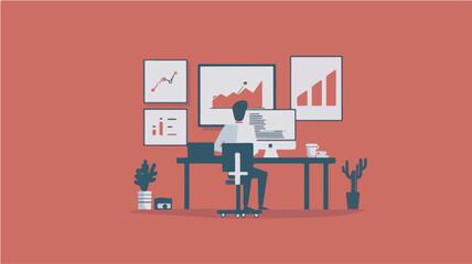 Businessman analyzing financial data charts graphs workplace office desk business analysis strategy planning market research investment trader stock market economic growth financial report