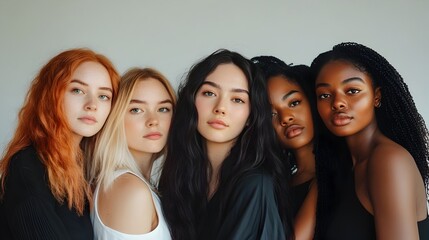 Obraz premium Diverse Women Posing Together in Studio for Body Positivity and Self Acceptance