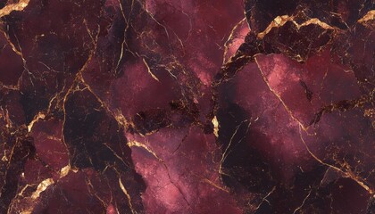 Seamless marble pattern in rich burgundy with gold veins, [Abstract Background Marble], [Regal and bold]
