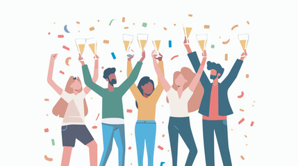 Diverse Group People Celebrating Toasting Drinks Festive Occasion Success Happiness Confetti Background Teamwork Celebration Party Event Friendship Holiday Corporate Festive Fun Cheerful Togetherness