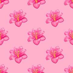 seamless pattern with pink flowers