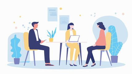 Business meeting teamwork office discussion collaboration corporate team job interviewillustration graphic design element