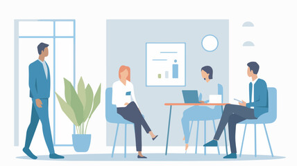 Business Meeting Teamwork Collaboration Corporate Office Colleagues Discussion Coworking Brainstorming Planning Strategy Businesspeople TeamIllustration Graphic Design Element Modern Minimalist Flat