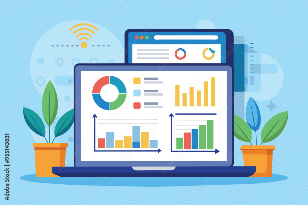 Poster visual representation of choosing the ideal accounting software for businesses, focusing on online d