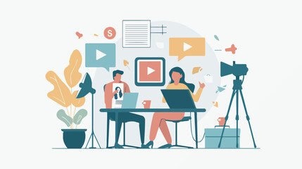 Video Production Team Creating Engaging Content Online Course Development Livestream Broadcasting Video Marketing Campaign Social Media Content Creation Digital Storytelling Online Video Production