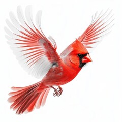 Fototapeta premium Detailed realistic HD of Cardinal in spreading wings and flying