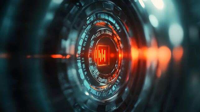 Futuristic digital lock on advanced device with glowing red light indicating access denied, symbolizing technology restrictions and security measures