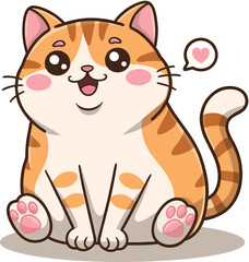 Cute Cartoon Orange Cat with Heart