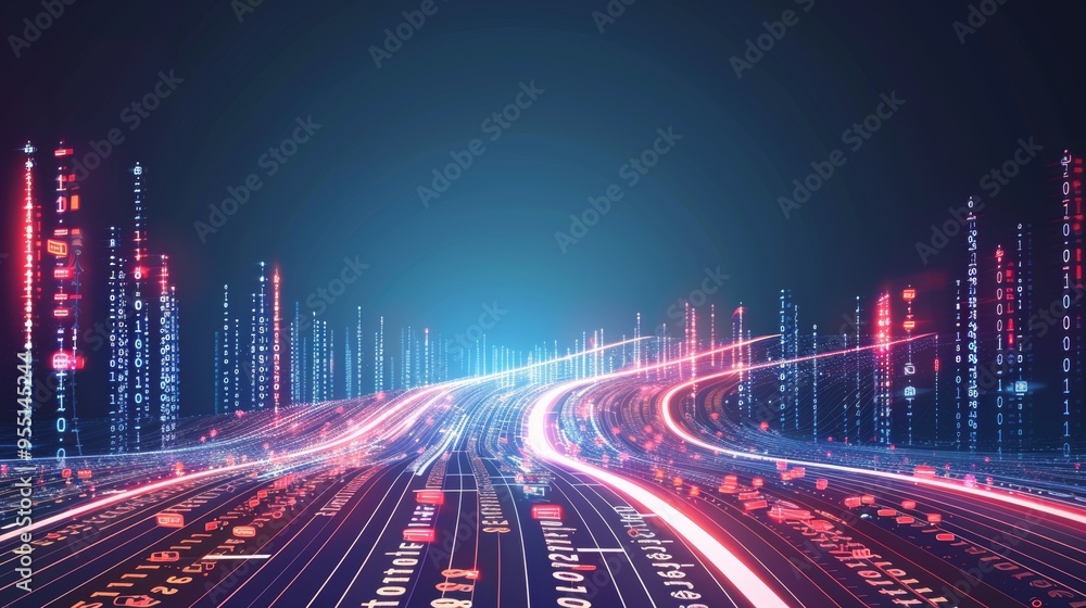 Poster futuristic abstract technology background representing big data concepts for internet business, illu