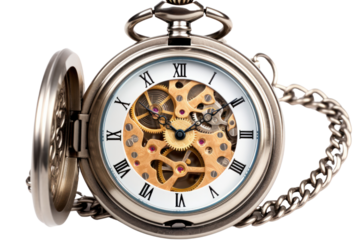 A vintage silver pocket watch isolated on white background