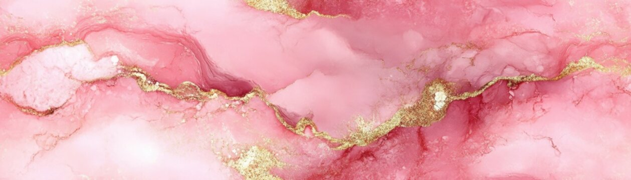 Seamless pink marble with subtle gold highlights, [Abstract Background Marble], [Feminine and luxurious]