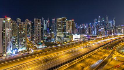 Obraz premium Fantastic rooftop skyline of Dubai marina timelapse.