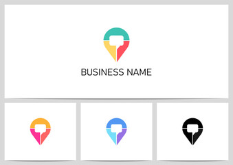 Colorful Map Pointer Speech Bubble in the Middle Logo Design