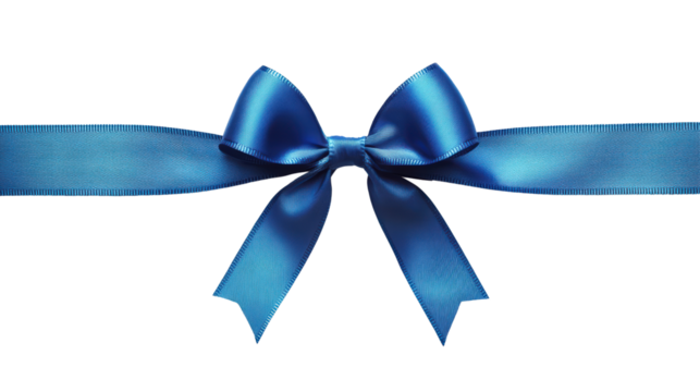 A blue ribbon tied in a bow against a black background. This festive image evokes feelings of joy, celebration, and excitement. 