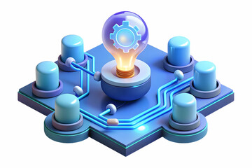 3D AI-Powered Innovation Lab Concept: A Glowing Abstract Digital Art Banner Representing Technological Transformation in R&D Environments with Cost-Effective Solutions