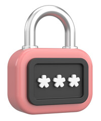 3D security icon. Secure password. 3D illustration.