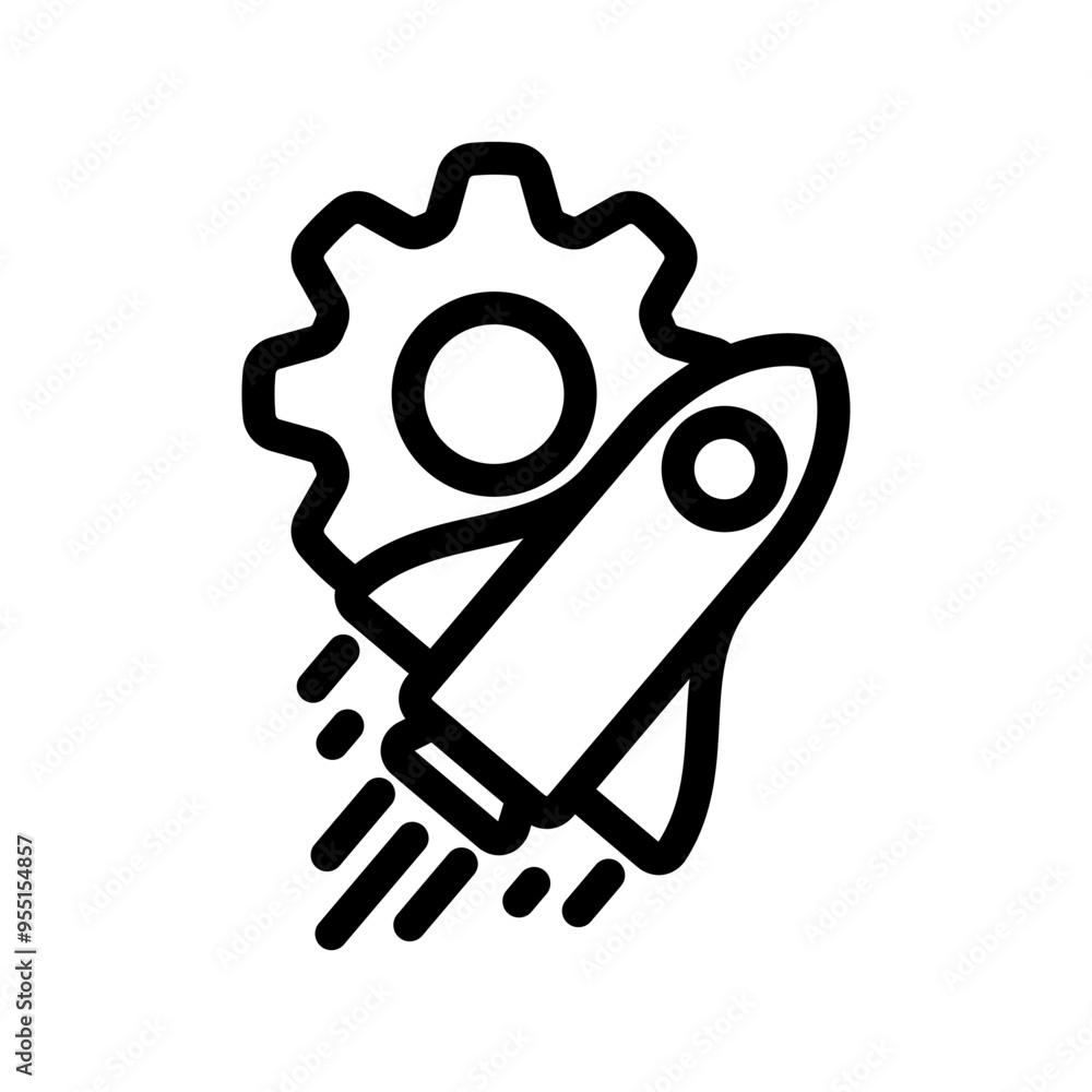 Poster setting start up icon line vector design in trendy style