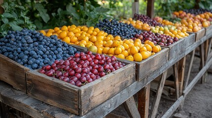 Harvest Transition: Colorful Farmers Market Displaying Last Summer Fruits and First Autumn Pumpkins