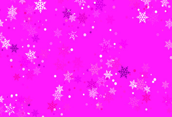 Light Pink vector template with ice snowflakes.