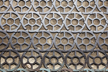 Decorative metal pavement on the square.