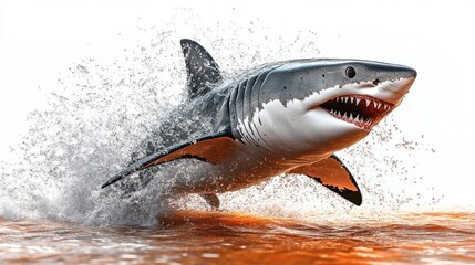 Naklejka premium 3D-rendered clipart of a shark in mid-jump