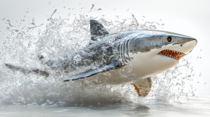 Obraz premium 3D-rendered clipart of a shark in mid-jump