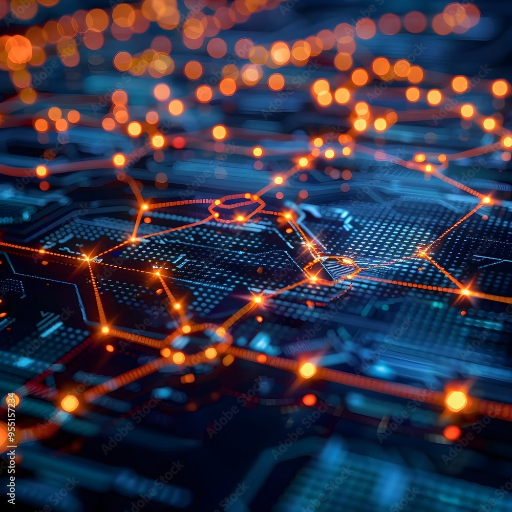 Poster futuristic blockchain interface detecting cryptocurrency fraud with technology