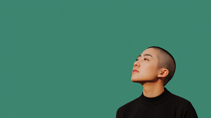 Modern and attractive woman with short hair exudes confidence, perfect for fashion photography