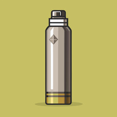 Illustrate a reusable water bottle made of stainless steel