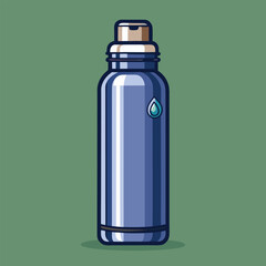 Illustrate a reusable water bottle made of stainless steel