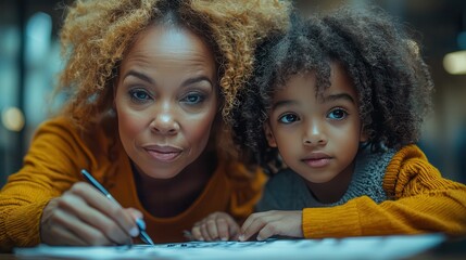 Determined Teacher Assisting Student with Challenging Math Problem in Classroom