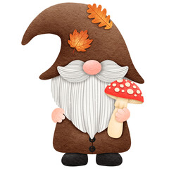 Autumn Gnome with Mushroom 