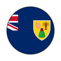 The flag of Turks and Caicos Islands. Flag icon. Standard color. Round flag. Computer illustration. Digital illustration. Vector illustration.