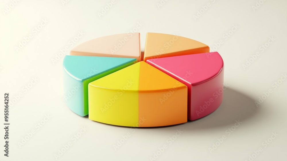 Leinwandbilder a pie chart with a 3d effect, showing various segments in different colors, against a neutral backgr