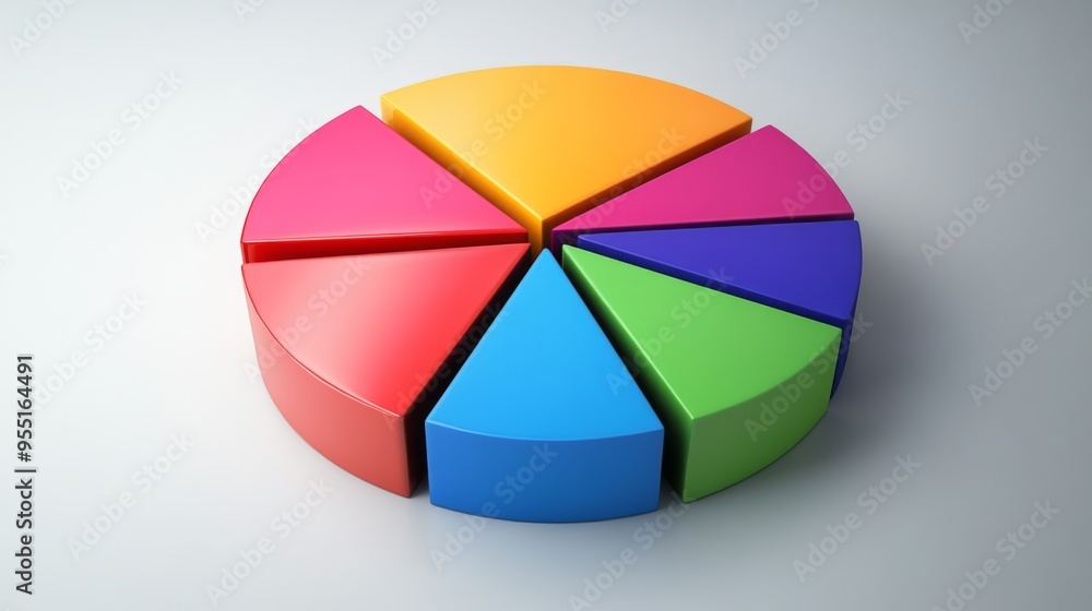 Leinwandbilder a pie chart with a 3d effect, showing various segments in different colors, against a neutral backgr