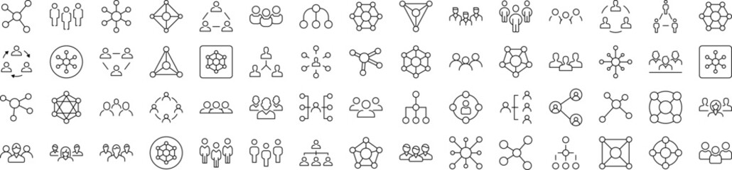 Company and Staff Line Icon Bundle. Editable Stroke. Minimalistic Linear Pictogram for Design of Cards, Apps, Banners, Posts