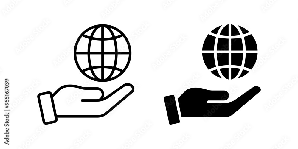 Poster set of globe icons. for mobile concept and web design. vector illustration on white background