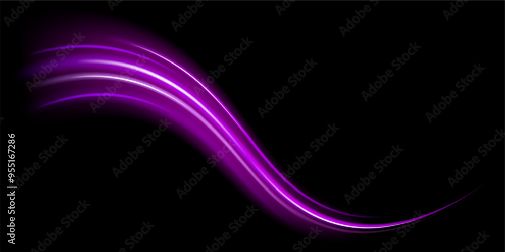 Poster abstract light lines of movement and speed in neon color. big data traffic visualization, dynamic hi