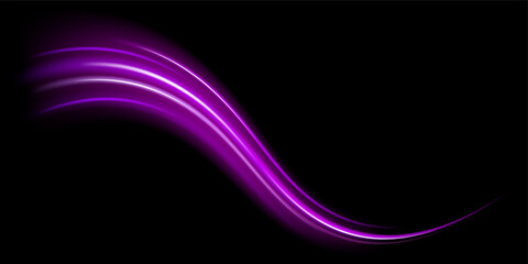 Abstract light lines of movement and speed in neon color. Big data traffic visualization, dynamic high speed data streaming traffic. Vector twist.
