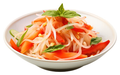 PNG Papaya salad spaghetti pasta plate.